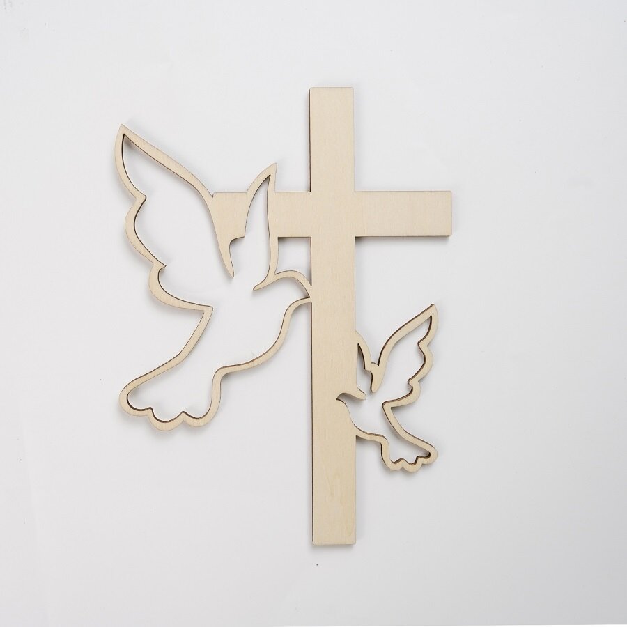 Cake Topper Kommunion Taufe Holz Kreuz M Tauben