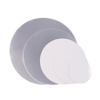 Cake Board Card ø 15 cm SILBER/WEIß  rund 3 mm