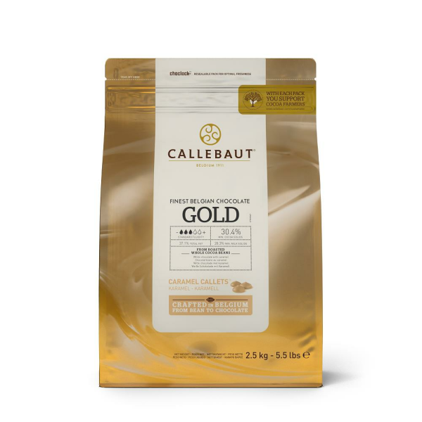Callebaut Callets gold Karamell Schokolade 30,4 % Kuvertüre 2,5 kg Beutel