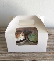 Cupcake Muffin Box 4er Cup weiß mit Henkel