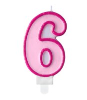 Geburtstagskerze Zahlenkerze Rosa - Nummer 6