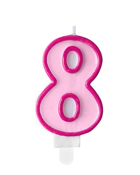 Geburtstagskerze Zahlenkerze Rosa - Nummer 8