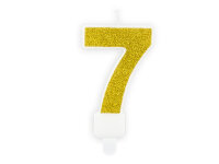 Geburtstagskerze Zahlenkerze Glitter Gold - Nummer 7