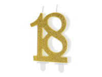 Geburtstagskerze Zahlenkerze Glitter Gold - Nummer 18