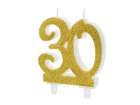 Geburtstagskerze Zahlenkerze Glitter Gold - Nummer 30