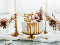 Geburtstagskerze Zahlenkerze goldene Hochzeit Glitter Gold - Nummer 50