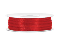 Dekoband Geschenkband Schleifenband 3mm, 50 M Rolle - Rot