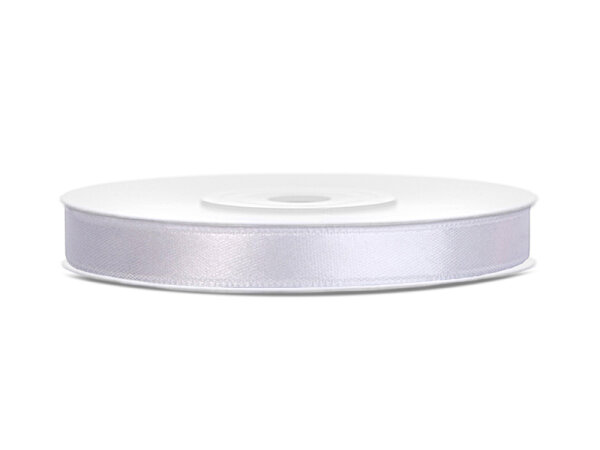 Dekoband Geschenkband Schleifenband 6mm, 25 M Rolle - Weiß