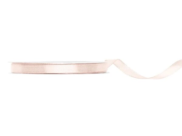 Dekoband Geschenkband Schleifenband 6mm, 25 M Rolle - Creme Zart Rosa