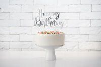 Cake Topper Happy Birthday Silber