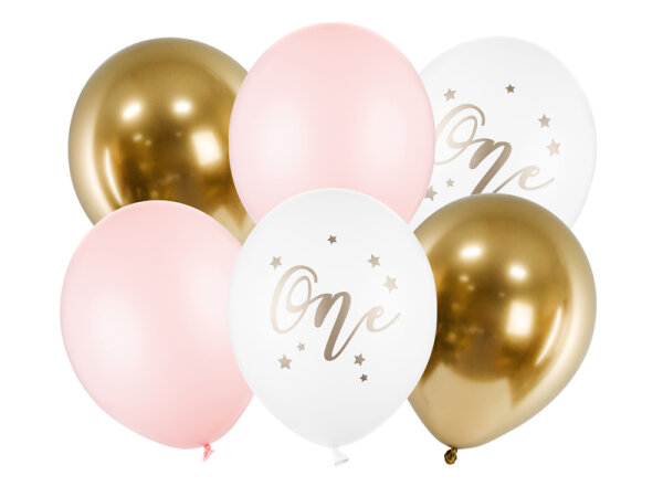 6 Ballon Party ONE 30cm - Rosa/Gold