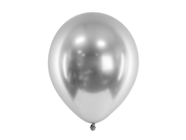 50 Glänzende Ballons Rund Silber Party - 30 cm