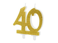 Geburtstagskerze Zahlenkerze Glitter Gold - Nummer 40