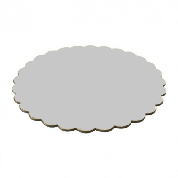 Cake Board Card Ø 30 cm SILBER/WHITE gewellt 3 mm Doubleside