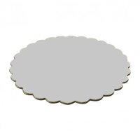 Cake Board Card Ø 30 cm SILBER/WHITE gewellt 3 mm...