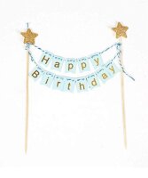 Cake Topper Girlande Wimpel Happy Birthday - Blau 