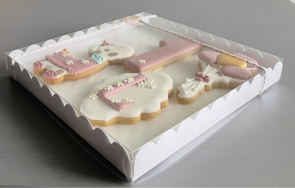 Keksbox Cookie Schachtel Transparent 12,3 x 12,3 x 2,5 cm - 5 Stück