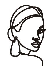 Cake Topper Line Art Silhouette - Woman with Hair