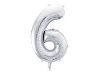 XXL Folienballon Nr 6 ,  86 cm - Silber