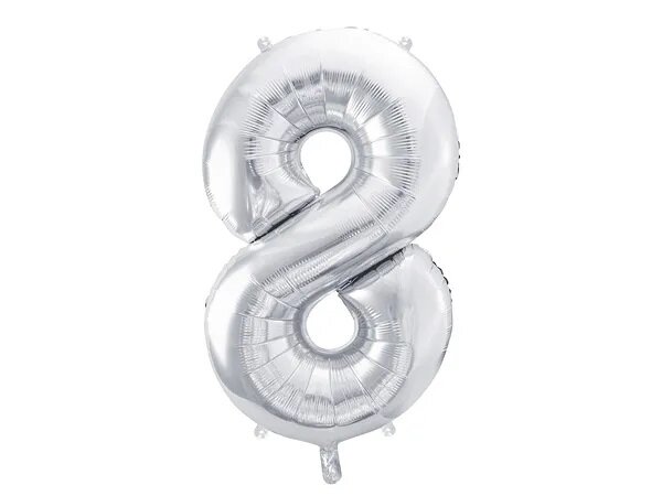 XXL Folienballon Nr 8 ,  86 cm - Silber