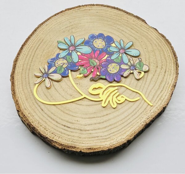 Cake Topper Line Art Silhouette - Flower