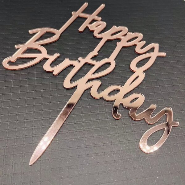 Cake Topper Happy Birthday - Rosa Acryl
