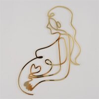 Cake Topper Line Art Silhouette - Pregnant Woman - Gold