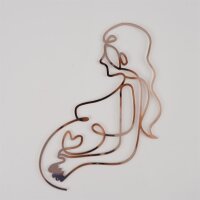 Cake Topper Line Art Silhouette - Pregnant Woman - Rose