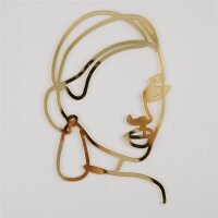Cake Topper Line Art Silhouette - Woman with Hair - Gold