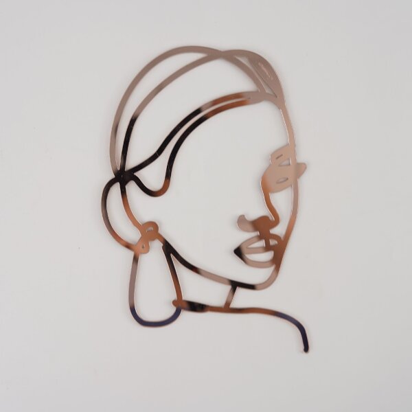 Cake Topper Line Art Silhouette - Woman with Hair - Rose