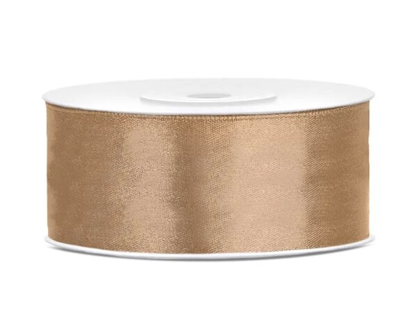 Dekoband Geschenkband Schleifenband 25mm, 25 M Rolle - light Gold