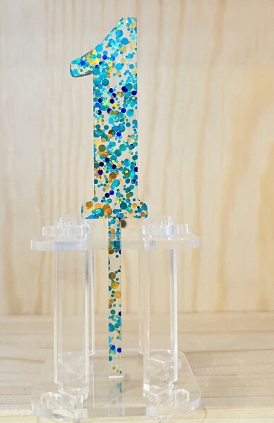 Cake Topper Acryl Glitter Blau - Zahl 1