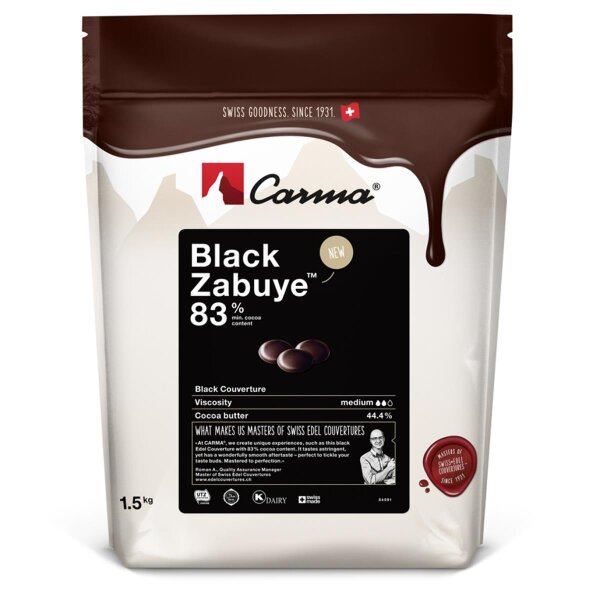 CARMA Black Zabuye 83% schwarze Kuvertüre Schokolade - 1,5 kg (MHD kurz)