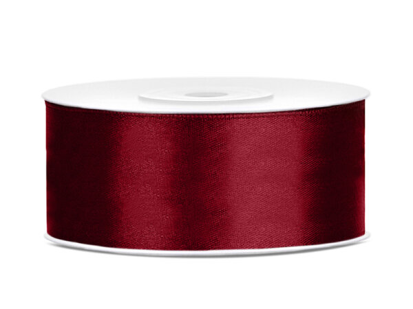 Dekoband Schleifenband 25mm, 25 M Rolle - Deep Red Bordeaux