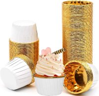 Cupcake Muffin Backförmchen Tasse 50 Stück - weiß/gold