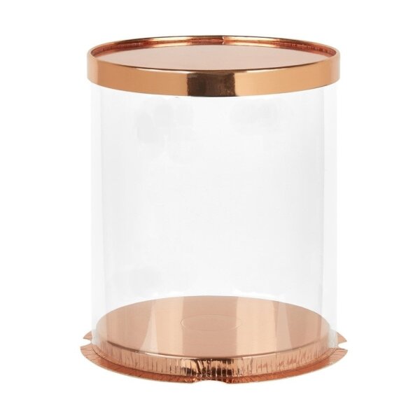 Tortenbox Transparent 26  x 26  x 32 cm Rund Rosegold