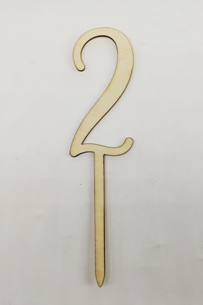 Cake Topper Holz - Zahl 2