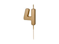 Zahlenkerze Kerze 4,5 cm Gold - Nummer 4