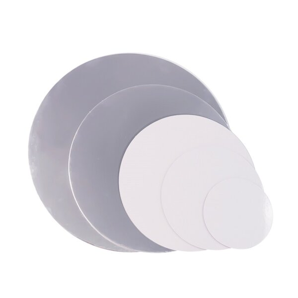 Cake Board Card ø 20 cm SILBER/WHITE  rund 3 mm - 5 Stück