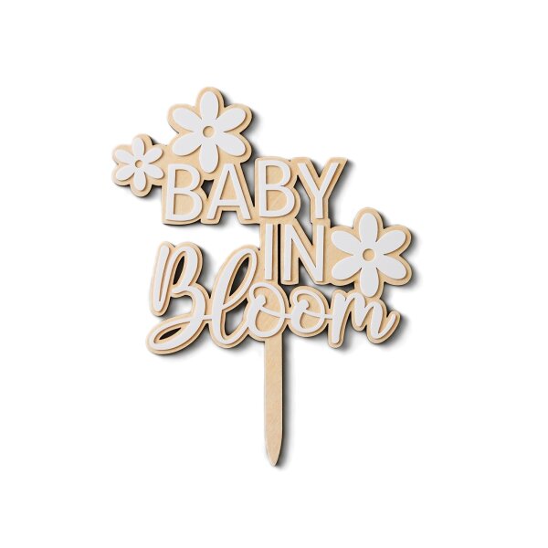 Cake Topper "Baby in Bloom" Flower - Holz /Acryl