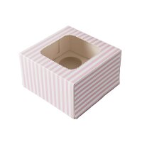 Cupcake Muffin Box 4er Cup 17 x 17 x 10 cm - PinkStripe