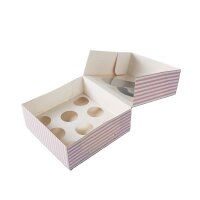 Cupcake Muffin Box 8er Cup 25,4 x 25,4 x 10 cm - PinkStripe