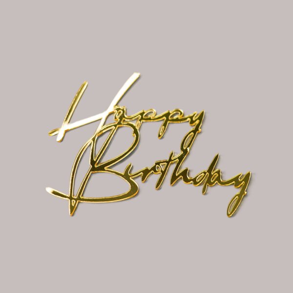 Cake Topper Acryl Gold 10 x 6 cm - Happy Birthday B