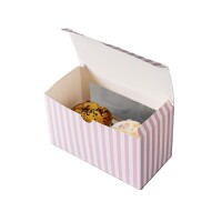 Cupcake Muffin Box 2er Cup 17,5 x 8,5 x 10 cm- PinkStripe - 10 Stück