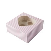 Cupcake Muffin Box 8er Cup 25,4 x 25,4 x 10 cm - PinkStripe - 10 Stück