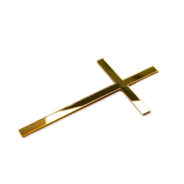 Cake Topper Acryl Gold 12  x 7 cm - Kreuz Groß