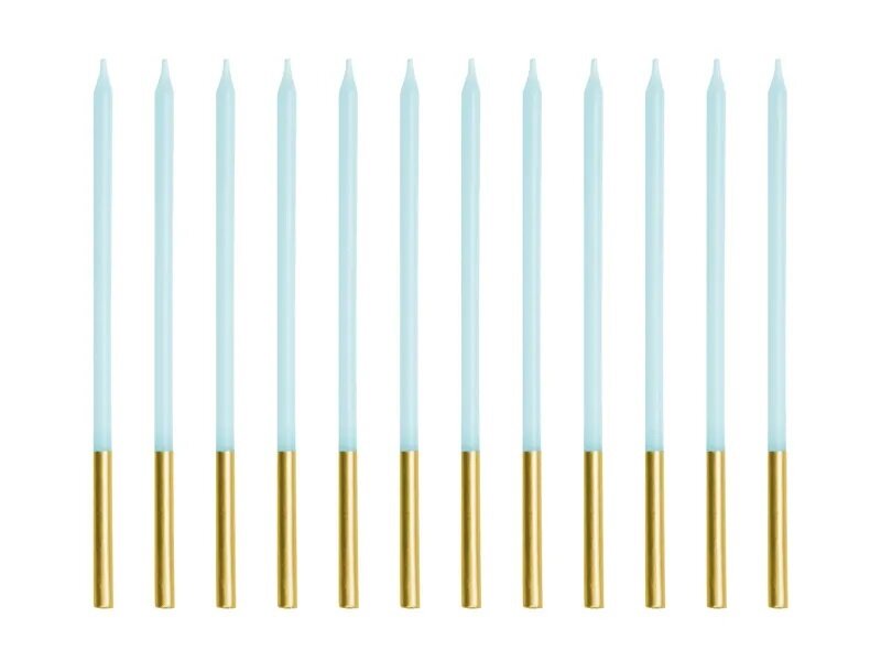 Geburtstags Kerzen Hellblau Fuß gold 14 cm