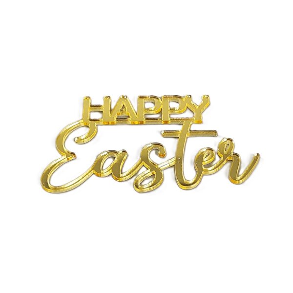 Cake Topper Acryl Gold 7 cm "Happy Easter" - 5 Stk