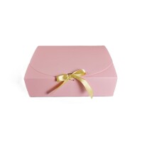 10 Stk. Patisserie Verpackung Box mit Schleife 27 x 20 x 8 cm - ROSA