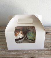 10 Stk. Cupcake Muffin Box 4er Cup weiß mit Henkel